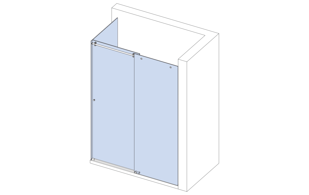 Rohový sprchovací kút s 2 fixnými panelmi a posuvným krídlom